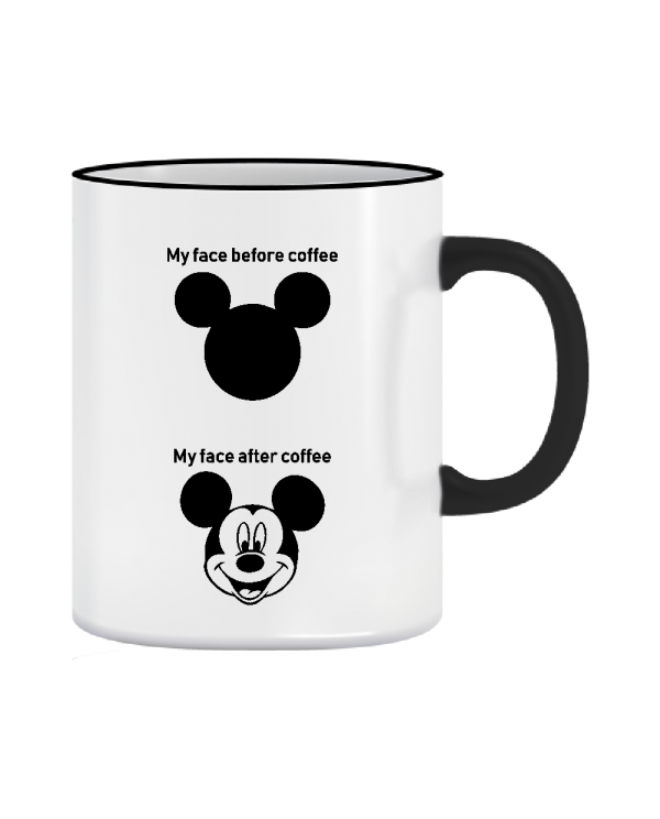 Puodelis Mickey face before after Puodelis Mickey face before after